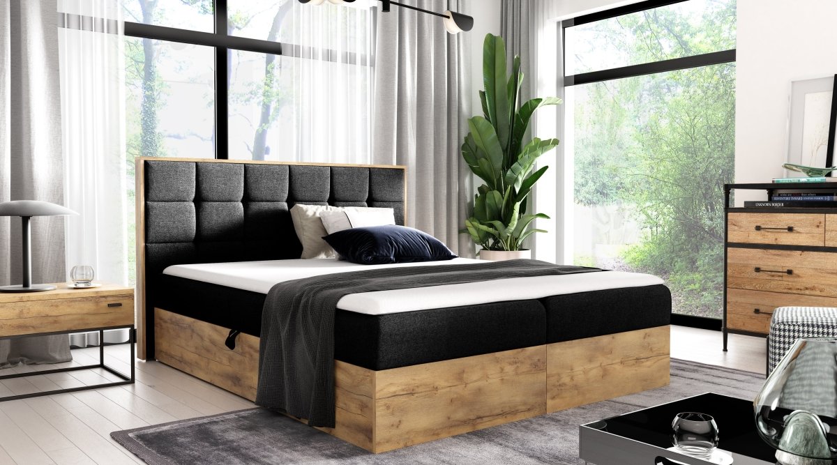 Elegantes Designer Massivholz Bett Kinea mit clevem Stauraum