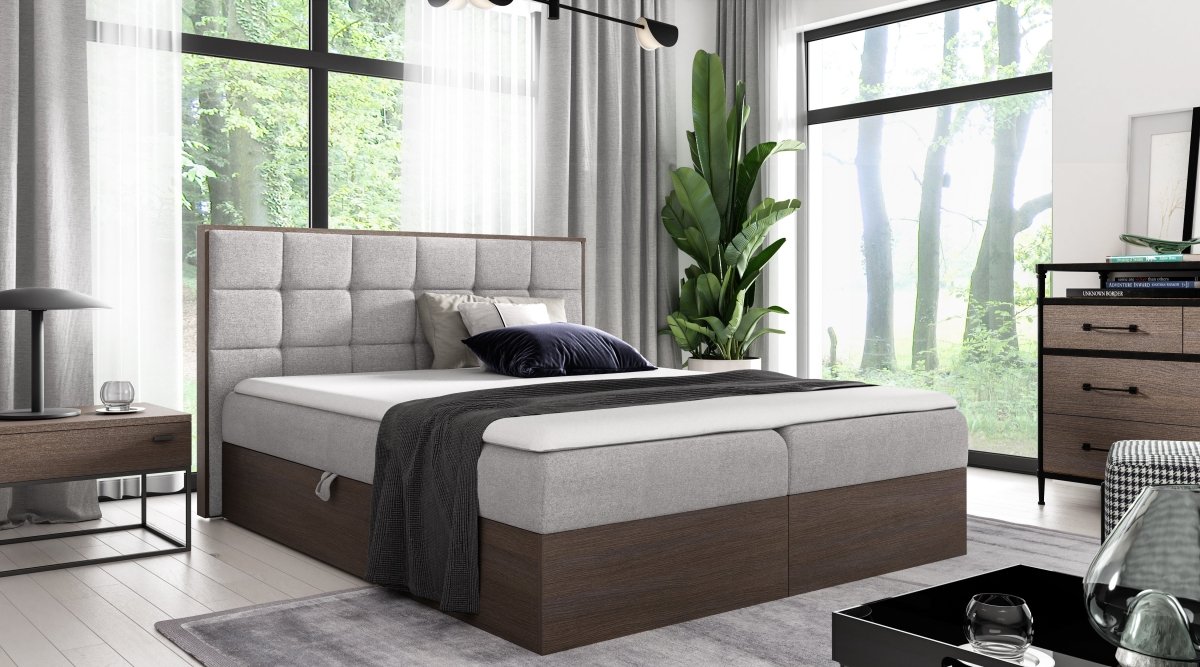 Elegantes Designer Massivholz Bett Kinea mit clevem Stauraum
