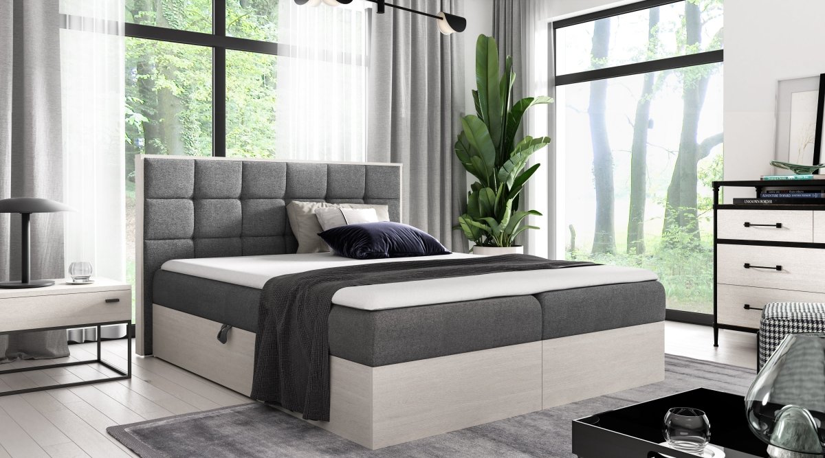 Elegantes Designer Massivholz Bett Kinea mit clevem Stauraum