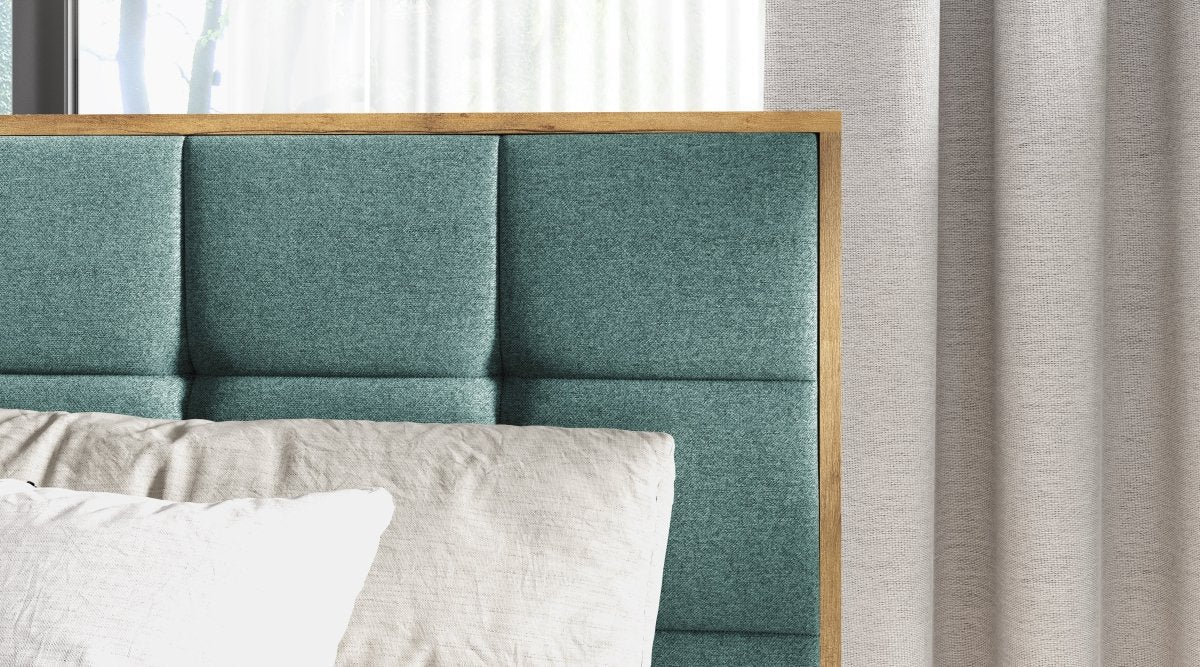 Elegantes Designer Massivholz Bett Kinea mit clevem Stauraum