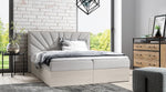 Lade das Bild in den Galerie-Viewer, Minari Designer Holzbett mit Stauraum: Modern, Samtbezug, Luxuriös, Komfortabel, Vielseitig

