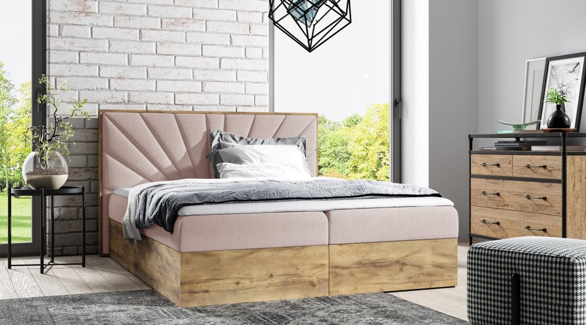 Minari Designer Holzbett mit Stauraum: Modern, Samtbezug, Luxuriös, Komfortabel, Vielseitig