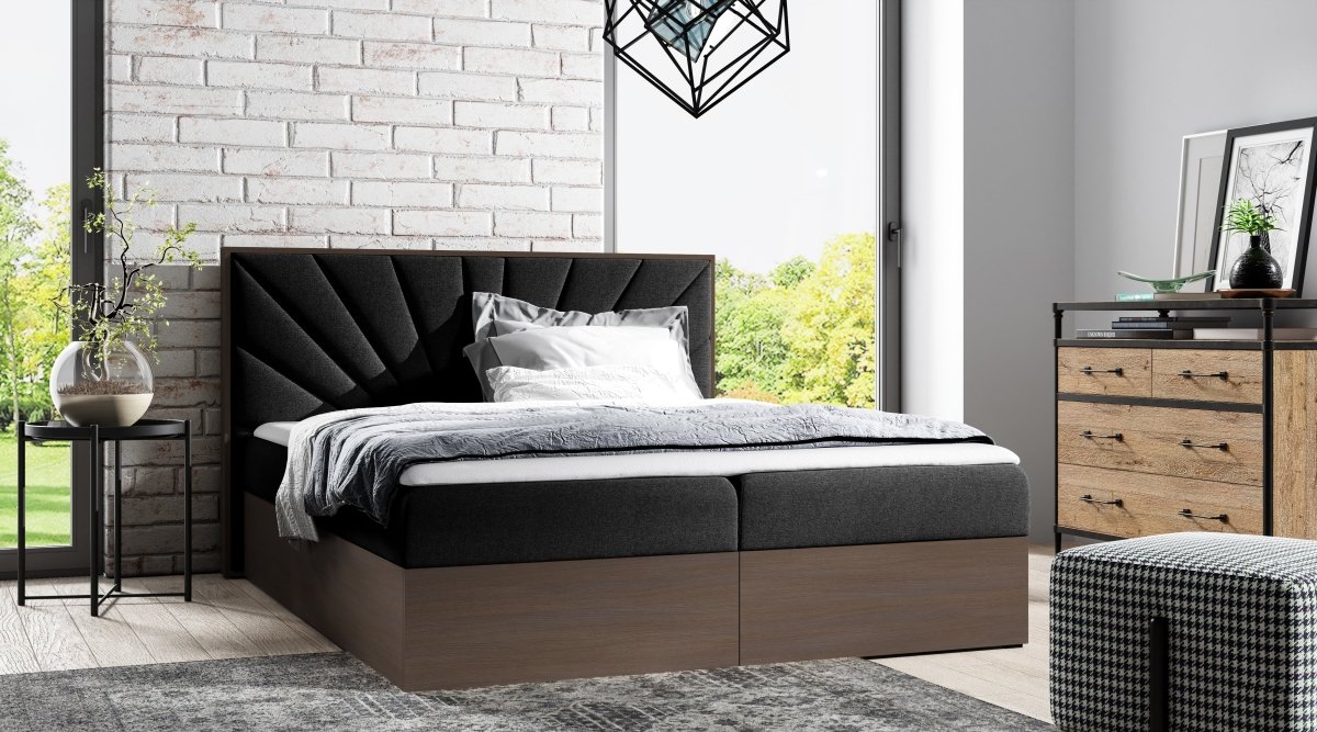 Minari Designer Holzbett mit Stauraum: Modern, Samtbezug, Luxuriös, Komfortabel, Vielseitig