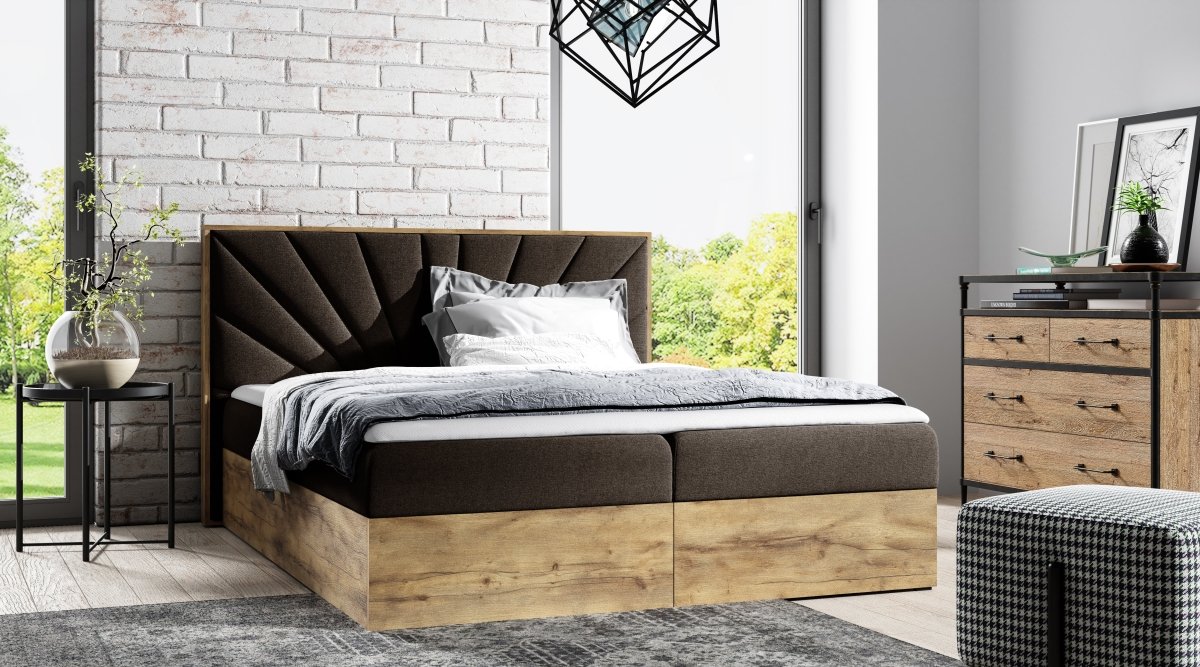 Minari Designer Holzbett mit Stauraum: Modern, Samtbezug, Luxuriös, Komfortabel, Vielseitig