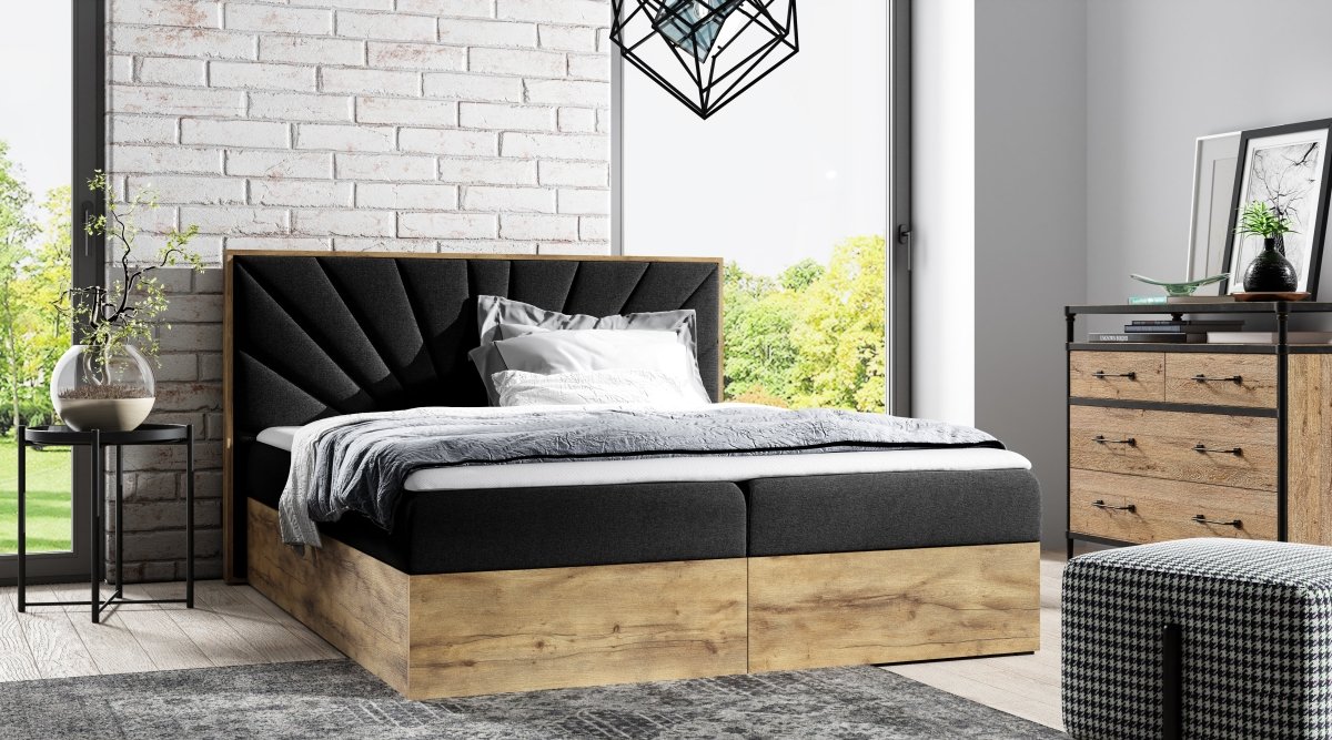Minari Designer Holzbett mit Stauraum: Modern, Samtbezug, Luxuriös, Komfortabel, Vielseitig