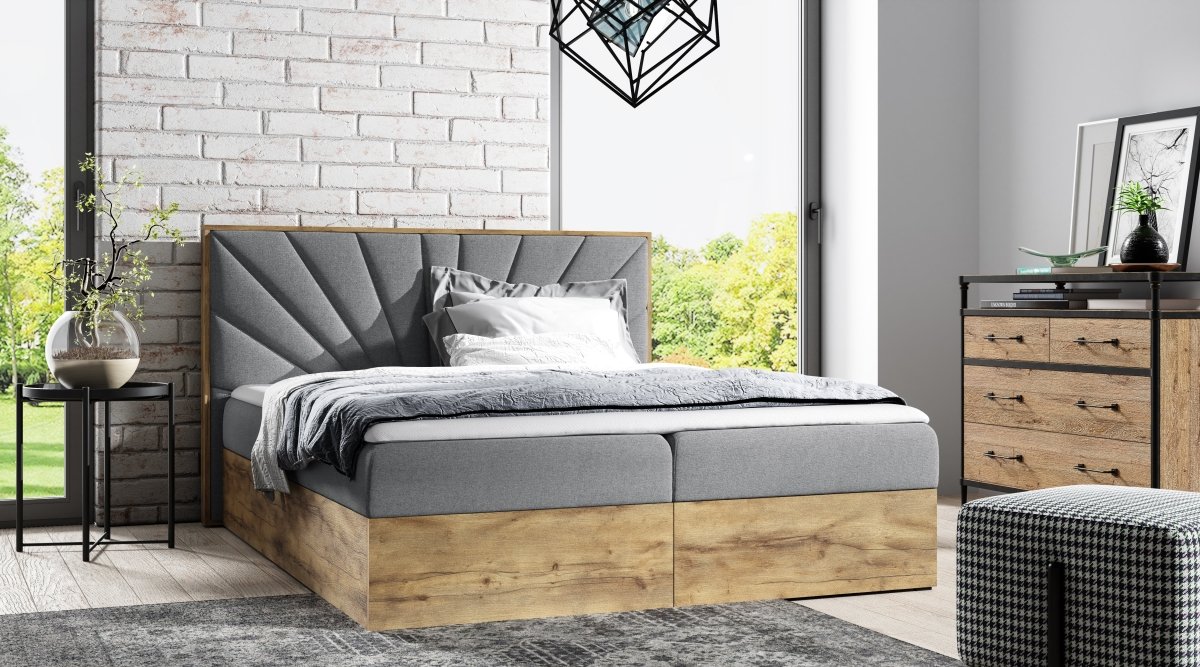 Minari Designer Holzbett mit Stauraum: Modern, Samtbezug, Luxuriös, Komfortabel, Vielseitig