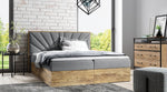 Lade das Bild in den Galerie-Viewer, Minari Designer Holzbett mit Stauraum: Modern, Samtbezug, Luxuriös, Komfortabel, Vielseitig
