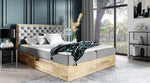 Lade das Bild in den Galerie-Viewer, Designer Holzbett Neola mit Stauraum: Modernes Massivholz-Bettgestell, elegant, funktional, stilvoll
