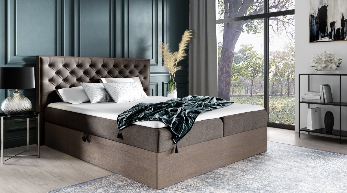 Designer Holzbett Neola mit Stauraum: Modernes Massivholz-Bettgestell, elegant, funktional, stilvoll
