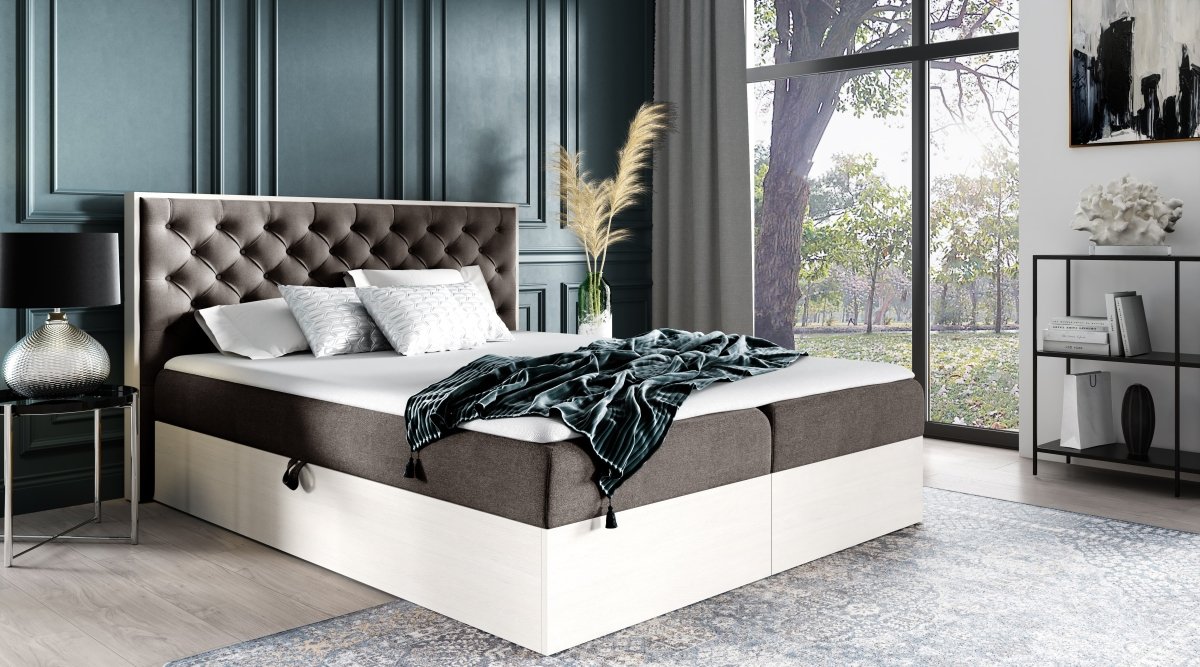 Designer Holzbett Neola mit Stauraum: Modernes Massivholz-Bettgestell, elegant, funktional, stilvoll