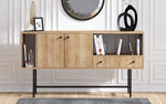 Lade das Bild in den Galerie-Viewer, Freya Designer Kommode: Stilvolle Eichenoptik, Metallgestell, Viel Stauraum
