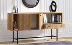 Lade das Bild in den Galerie-Viewer, Freya Designer Kommode: Stilvolle Eichenoptik, Metallgestell, Viel Stauraum
