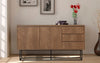 Elegante Designer Kommode Genua: Walnuss-Optik, Modernes Metallgestell, Geräumiger Stauraum