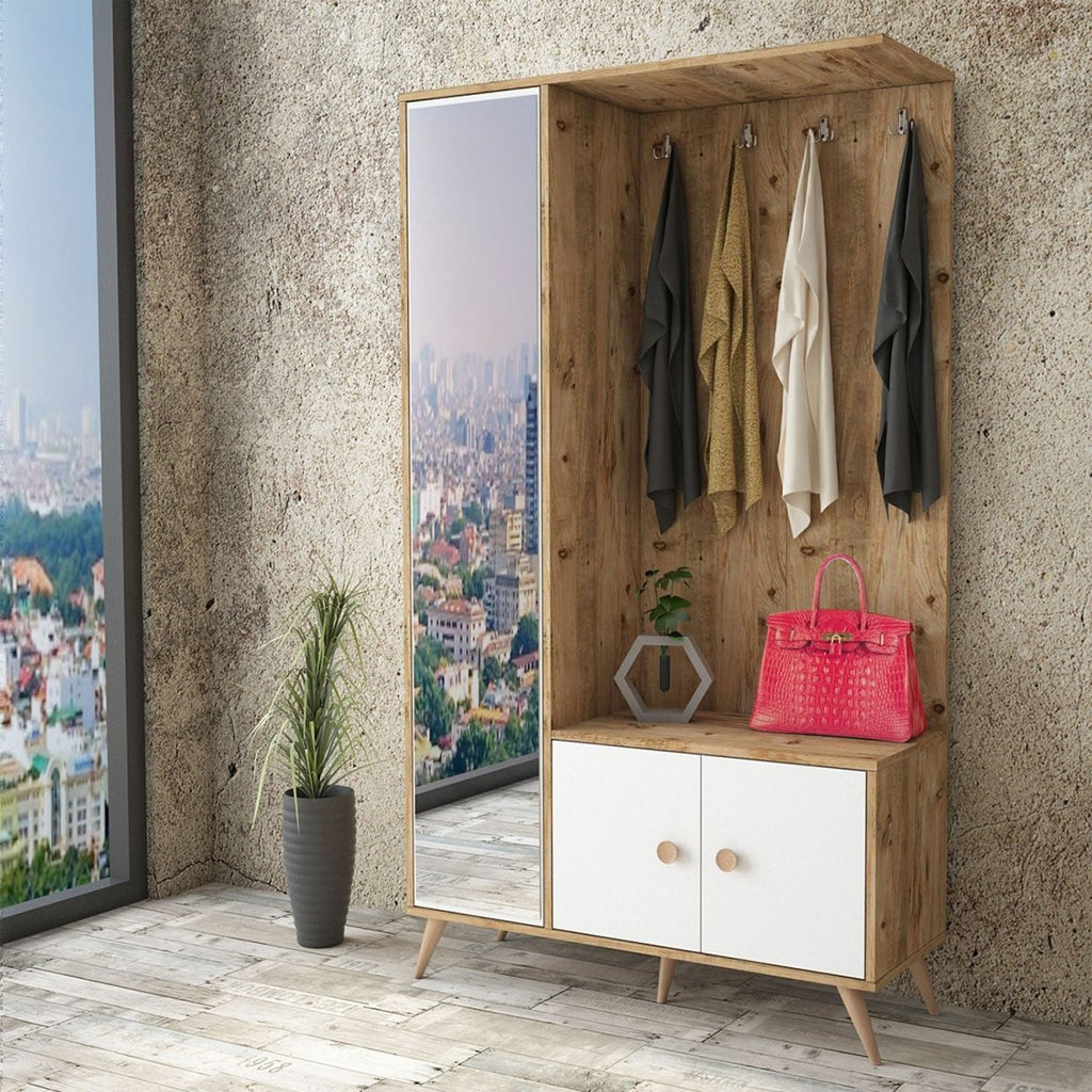 Elegante Sondrio Garderobe mit Spiegel: Stilvolles Flurmöbel für optimalen Stauraum