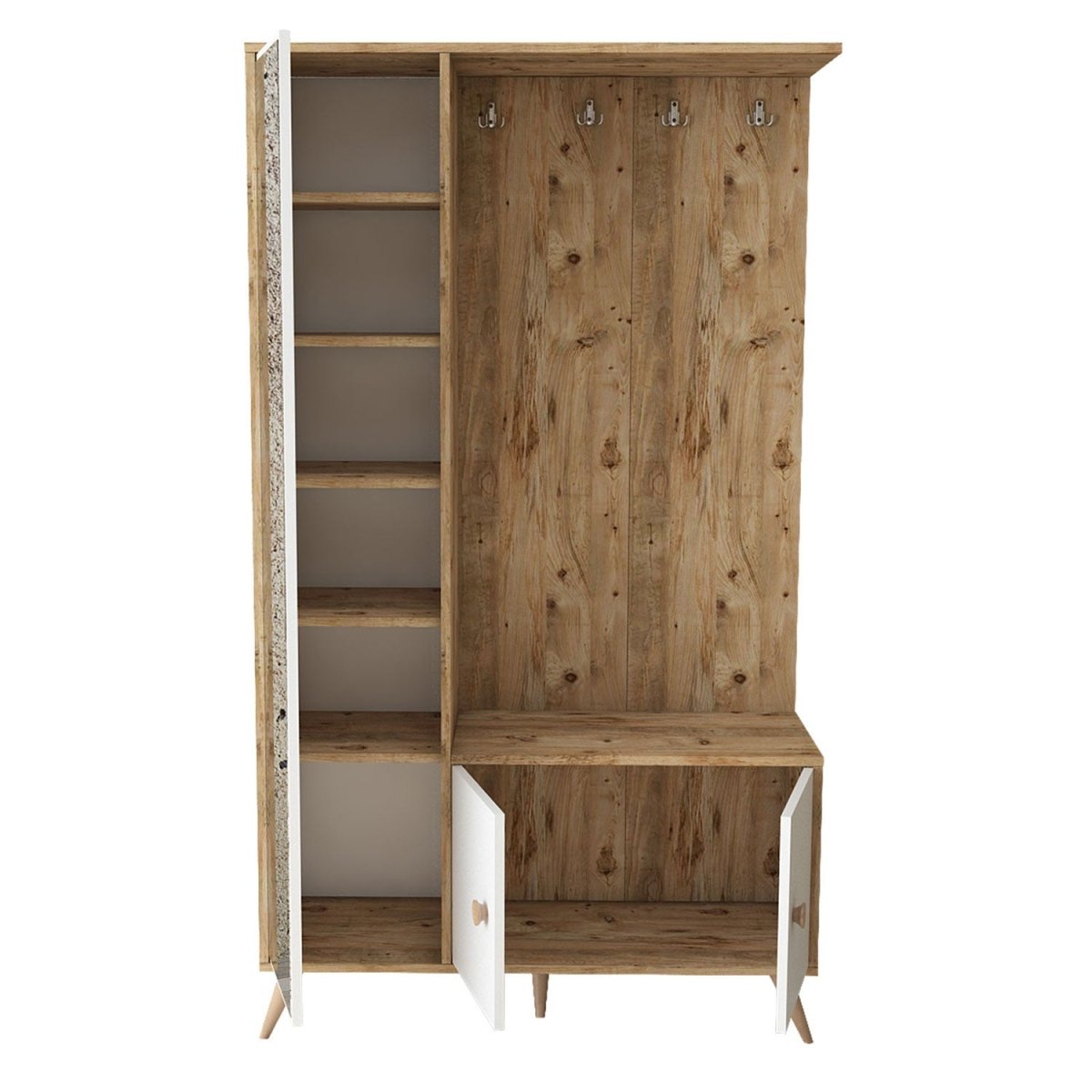 Elegante Sondrio Garderobe mit Spiegel: Stilvolles Flurmöbel für optimalen Stauraum