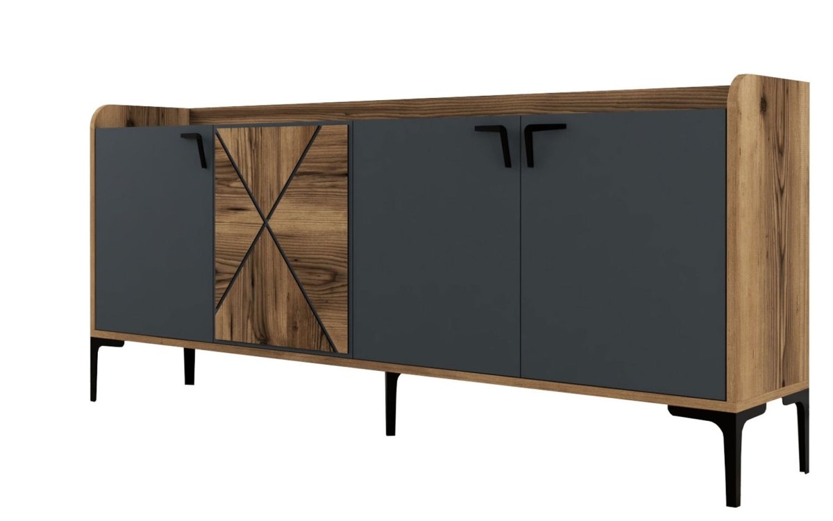 Elegante Designer Kommode Venedik: Stilvolle Aufbewahrung mit Kontrasten und Walnuss-Optik