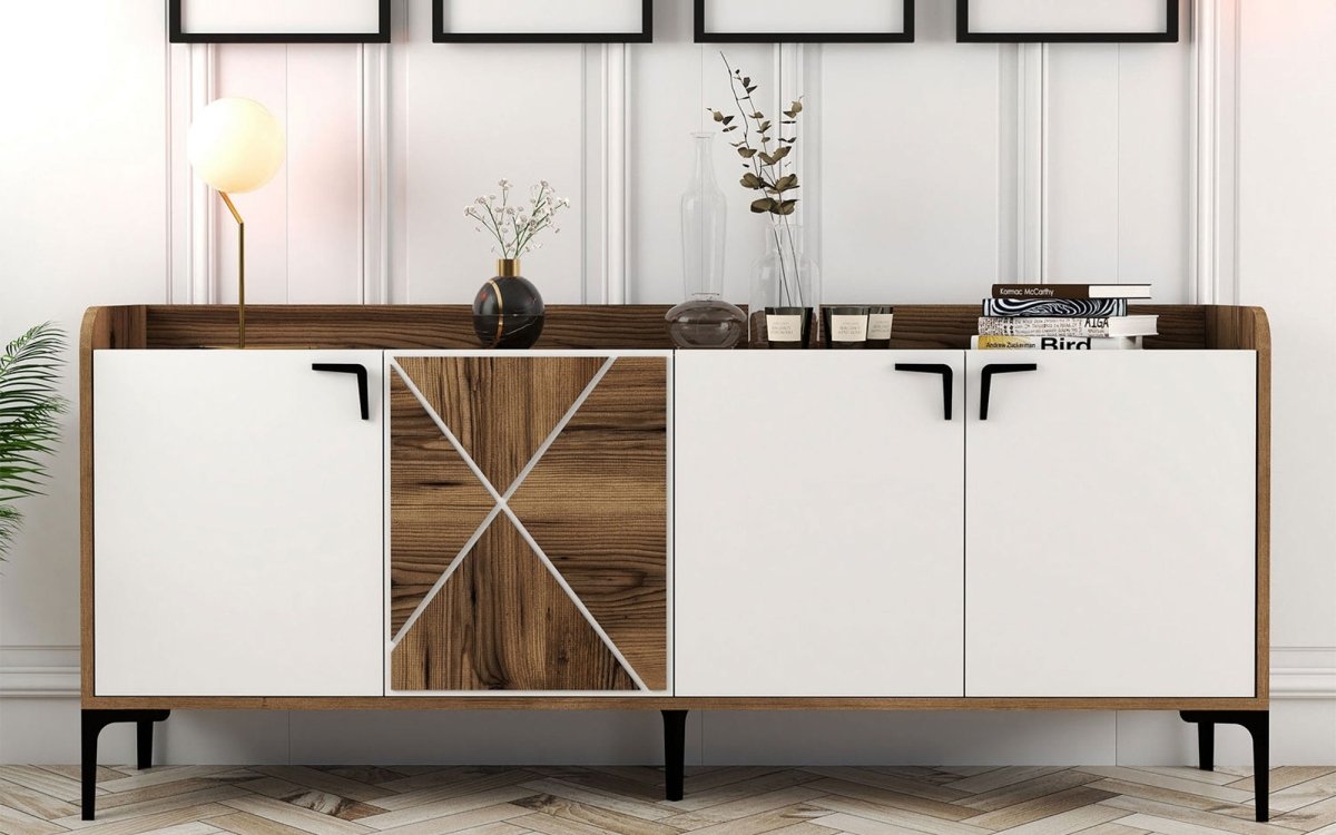 Elegante Designer Kommode Venedik: Stilvolle Aufbewahrung mit Kontrasten und Walnuss-Optik