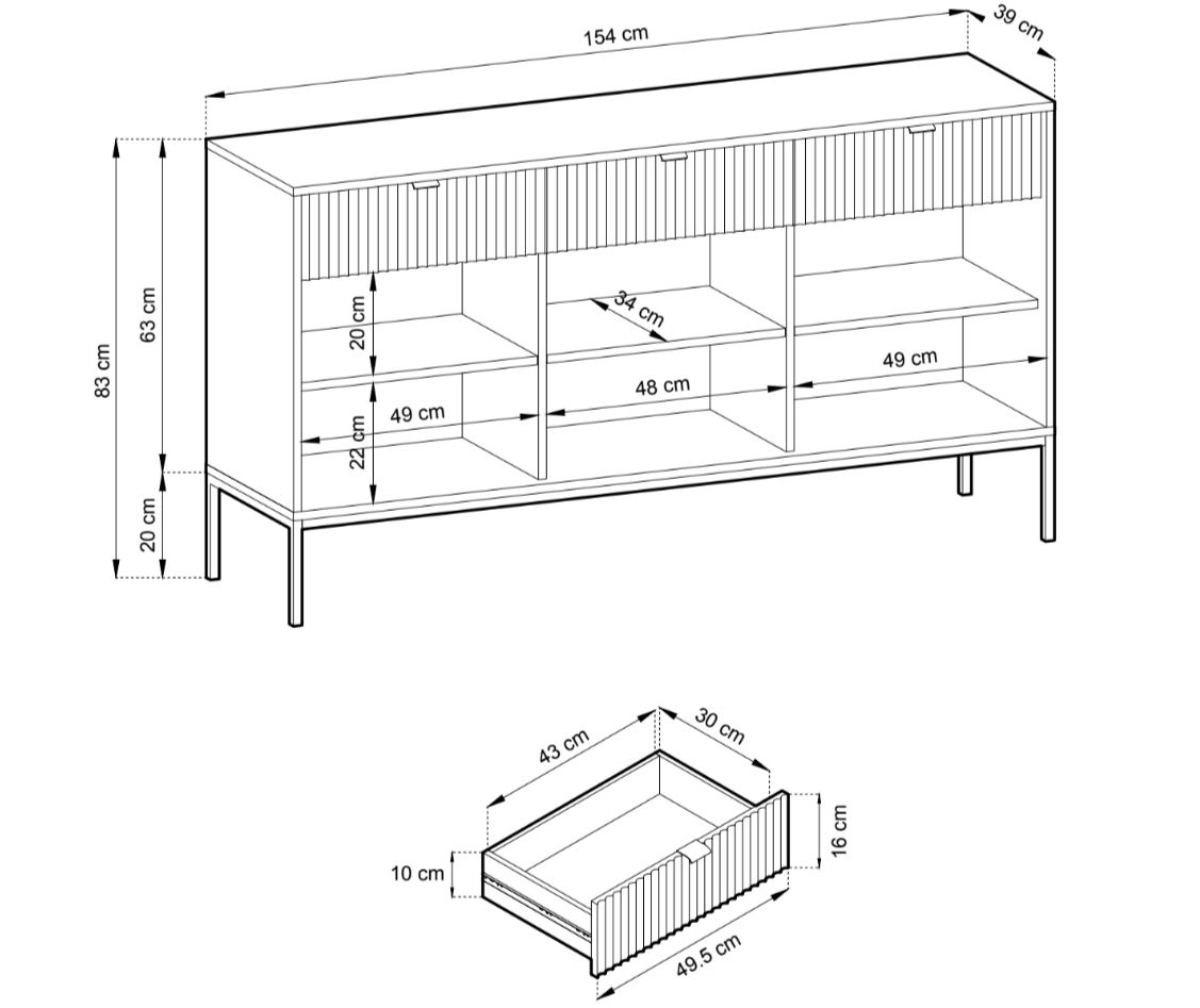 Elegante Designer Kommode Verilo III: Luxuriöses Sideboard mit Viel Stauraum