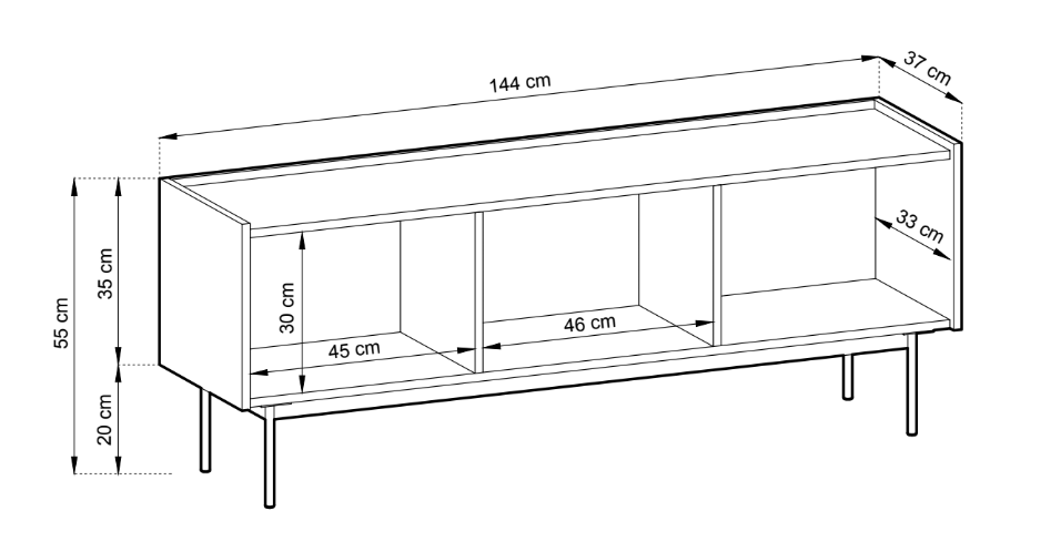 Elegantes Designer Lowboard Nero: Modernes TV-Möbel mit viel Stauraum