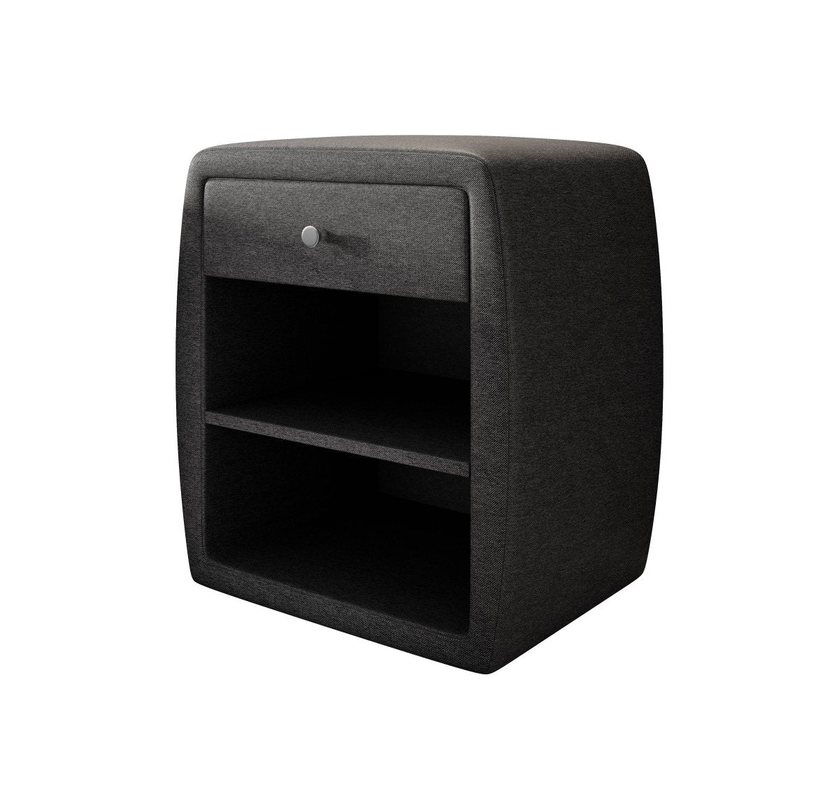 Luxuriöser Designer Nachttisch Amalia mit USB-Anschluss, Stoffbezug, Modernes Schlafzimmer Möbel