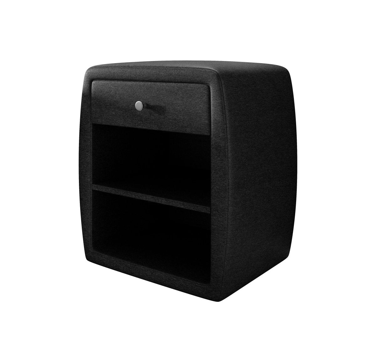 Luxuriöser Designer Nachttisch Amalia mit USB-Anschluss, Stoffbezug, Modernes Schlafzimmer Möbel