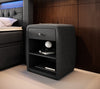 Luxuriöser Designer Nachttisch Amalia mit USB-Anschluss, Stoffbezug, Modernes Schlafzimmer Möbel