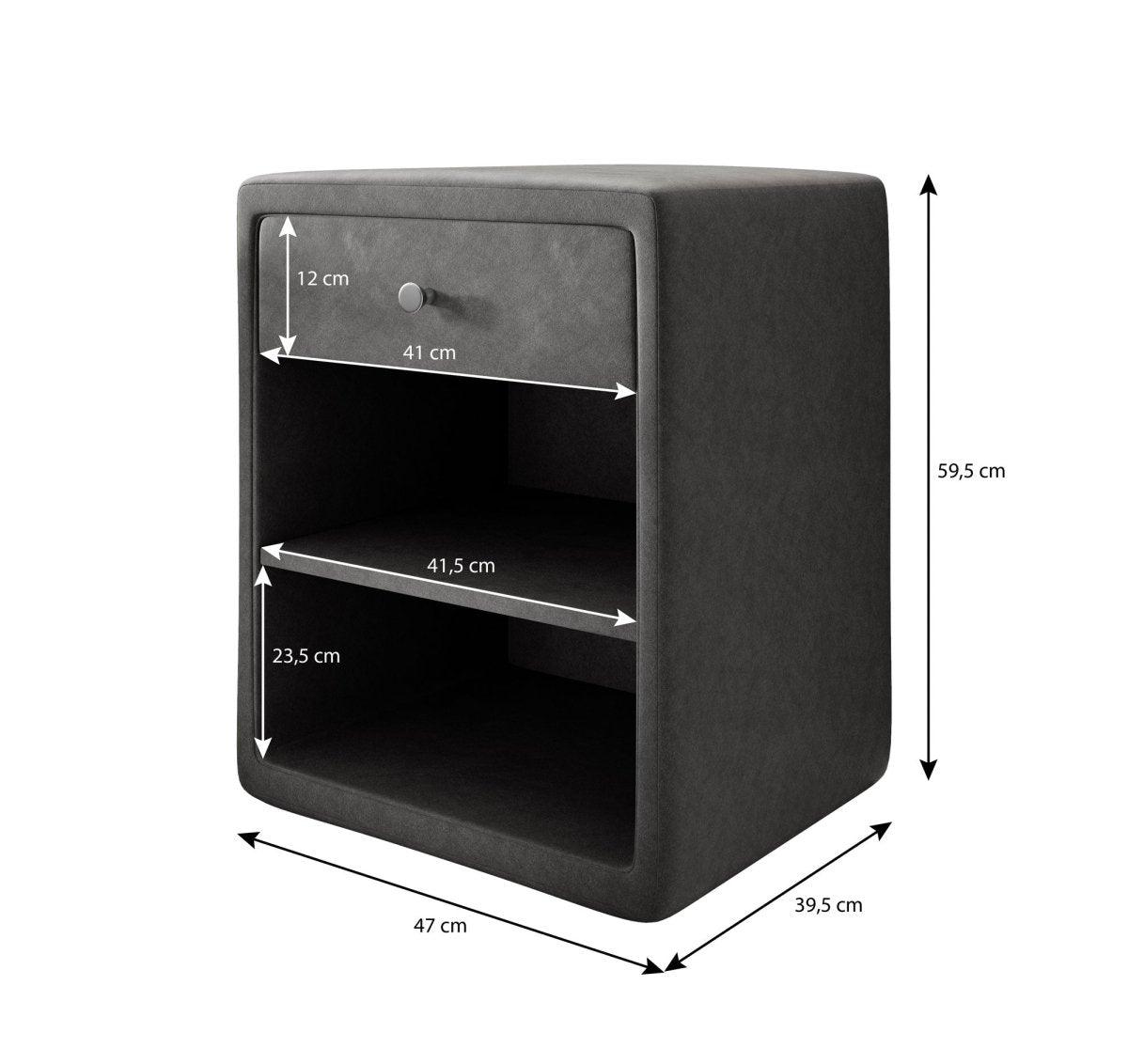Eleganter Samt Designer Nachttisch Amy – Stilvoller Beistelltisch mit Stauraum