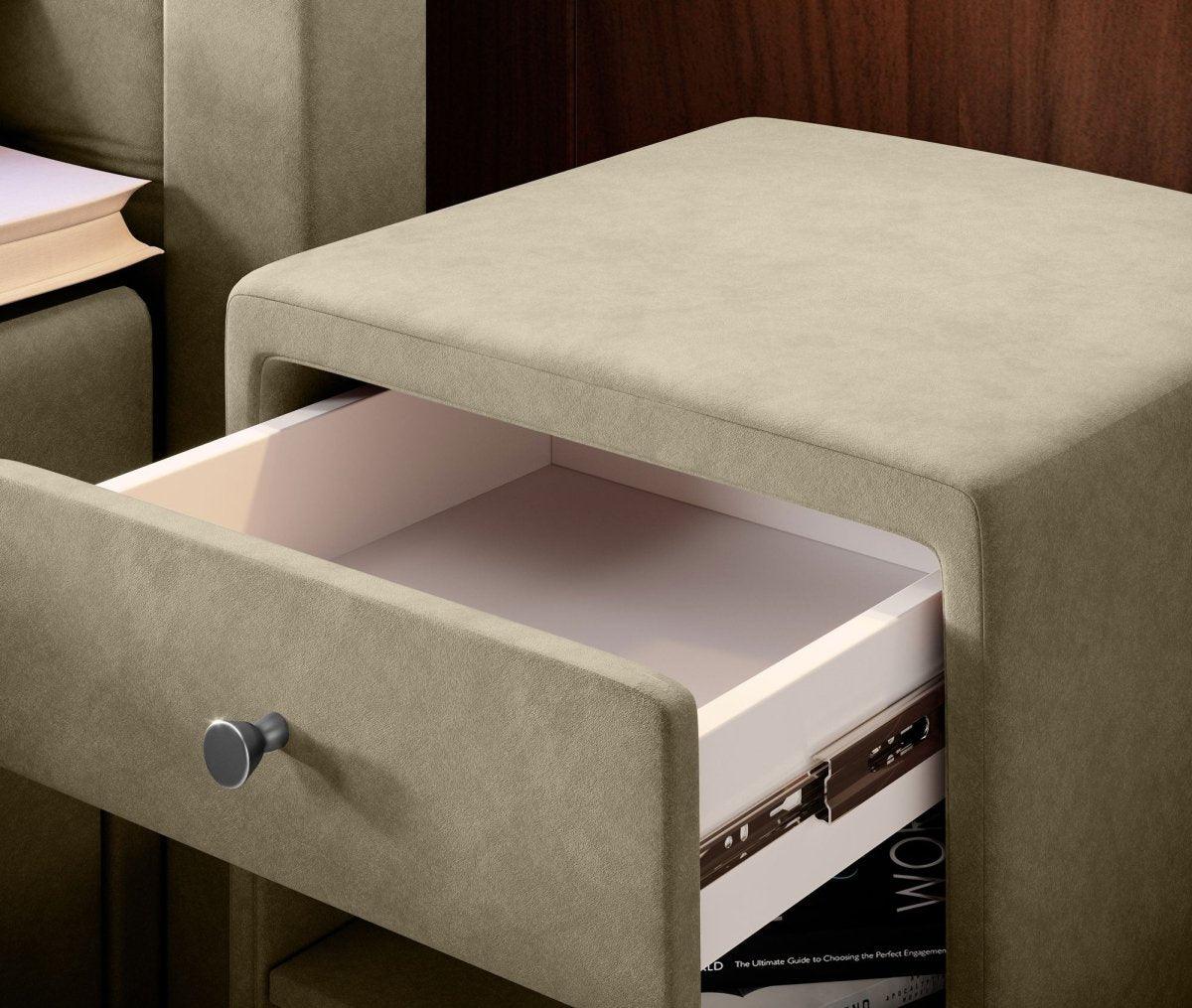 Eleganter Samt Designer Nachttisch Amy – Stilvoller Beistelltisch mit Stauraum