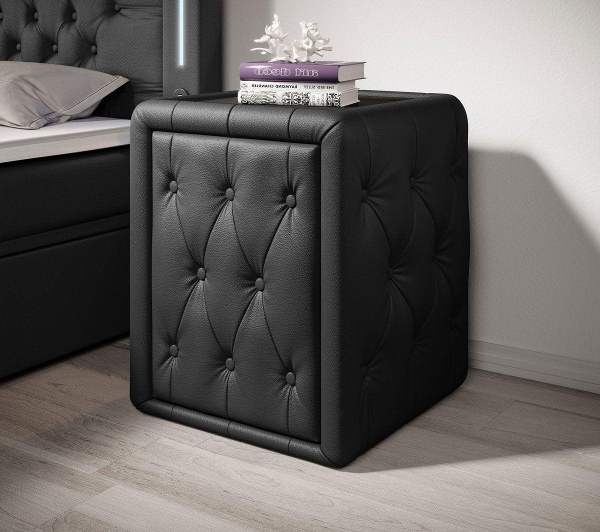 Evora Designer Nachttisch: Eleganter Kunstleder Beistelltisch für Boxspringbetten