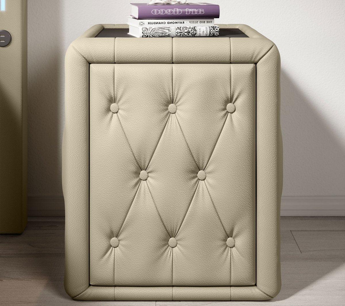 Evora Designer Nachttisch: Eleganter Kunstleder Beistelltisch für Boxspringbetten