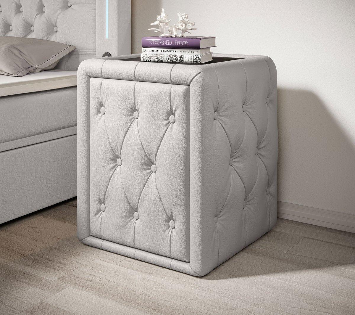 Evora Designer Nachttisch: Eleganter Kunstleder Beistelltisch für Boxspringbetten