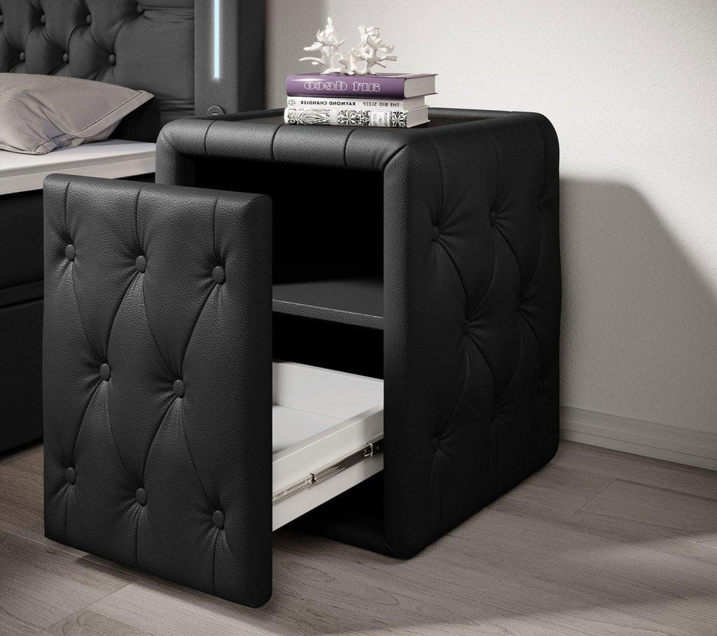 Evora Designer Nachttisch: Eleganter Kunstleder Beistelltisch für Boxspringbetten
