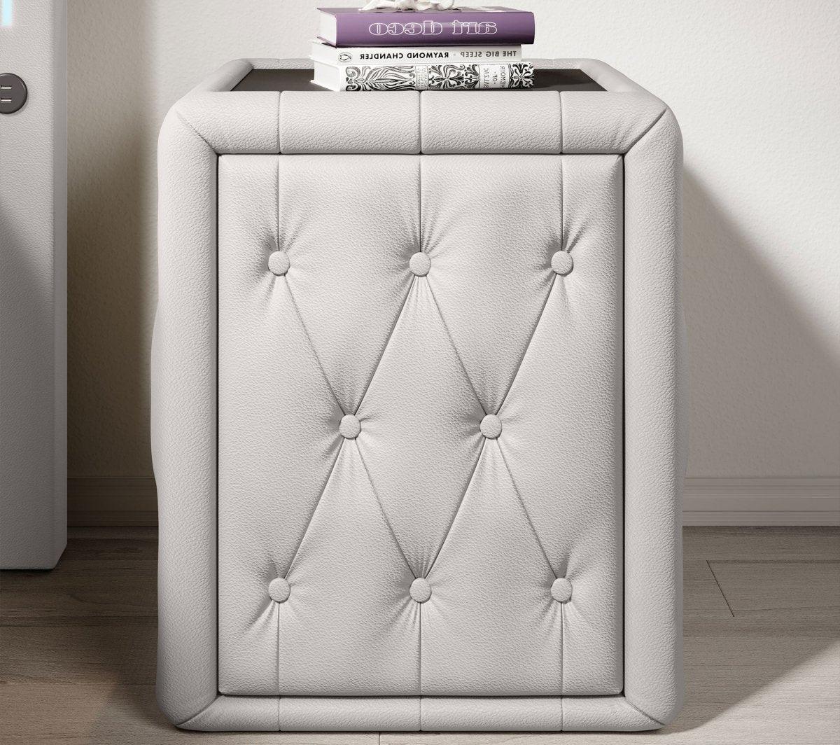Evora Designer Nachttisch: Eleganter Kunstleder Beistelltisch für Boxspringbetten