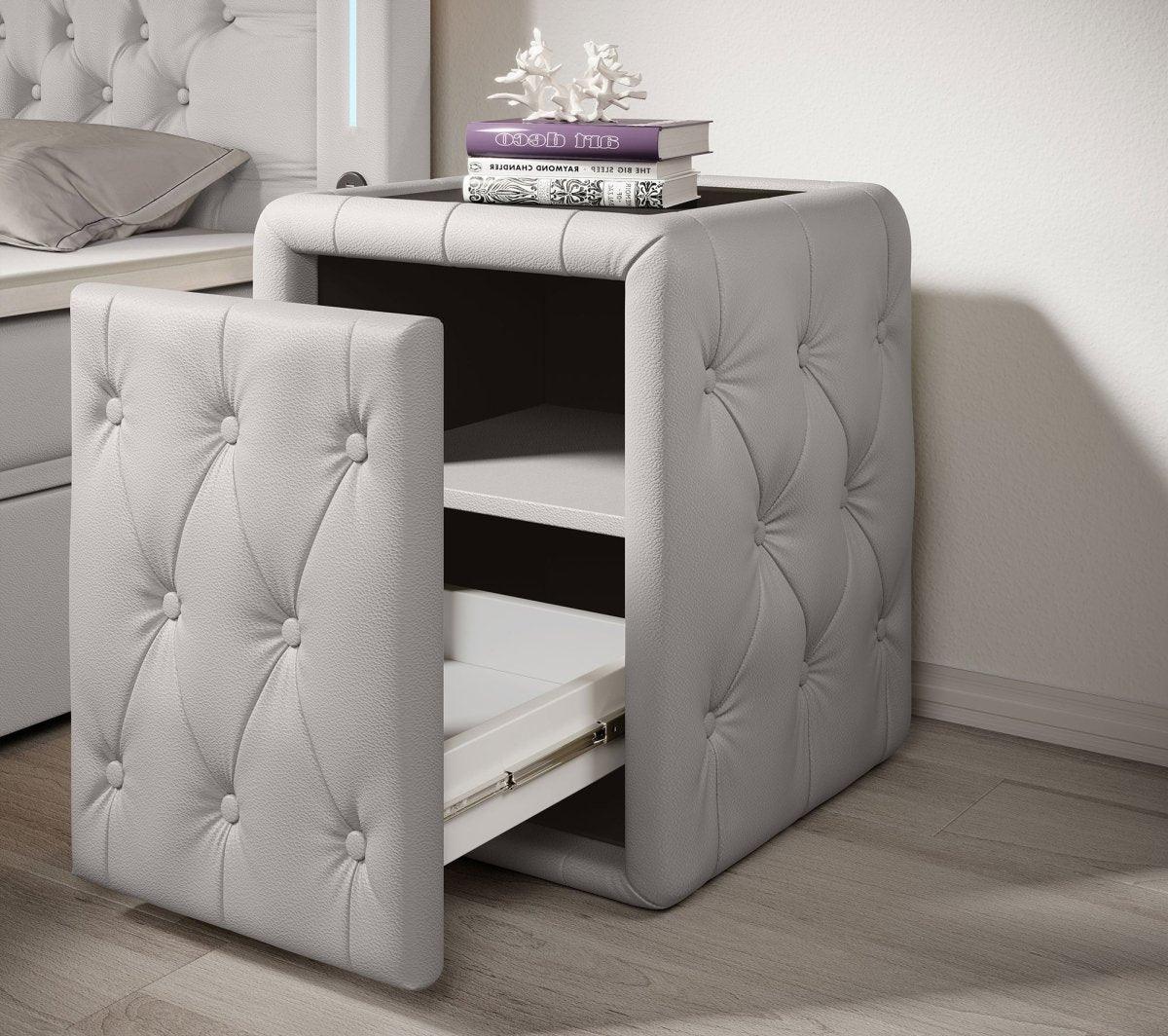 Evora Designer Nachttisch: Eleganter Kunstleder Beistelltisch für Boxspringbetten