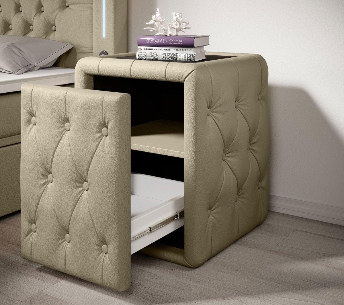 Evora Designer Nachttisch: Eleganter Kunstleder Beistelltisch für Boxspringbetten