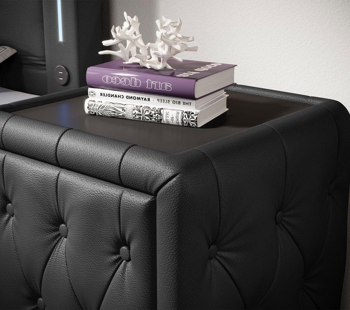 Evora Designer Nachttisch: Eleganter Kunstleder Beistelltisch für Boxspringbetten