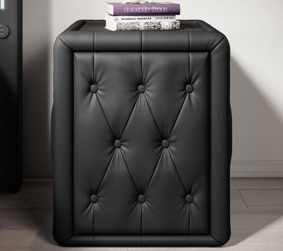 Evora Designer Nachttisch: Eleganter Kunstleder Beistelltisch für Boxspringbetten