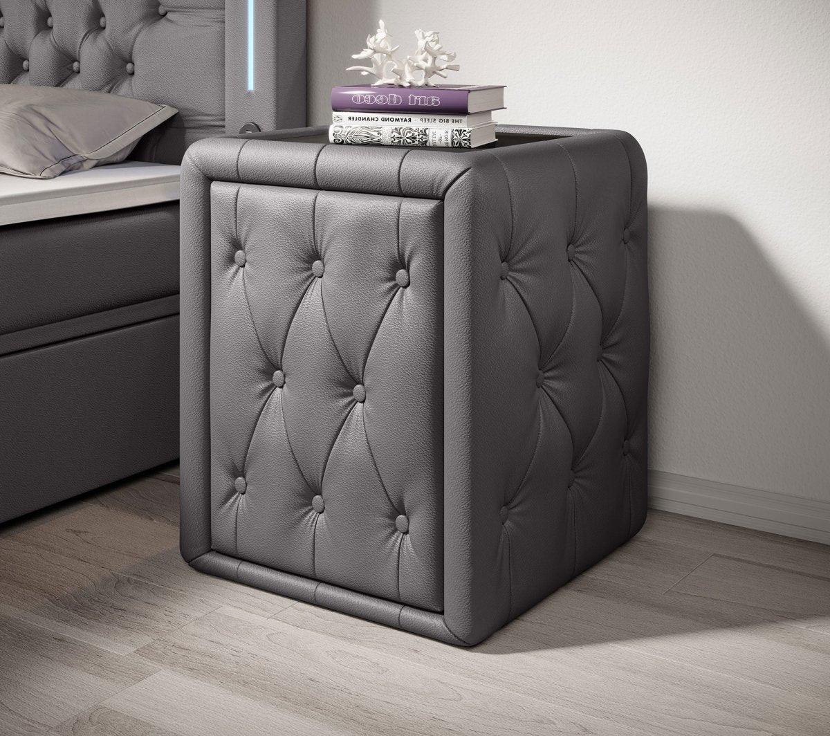 Evora Designer Nachttisch: Eleganter Kunstleder Beistelltisch für Boxspringbetten