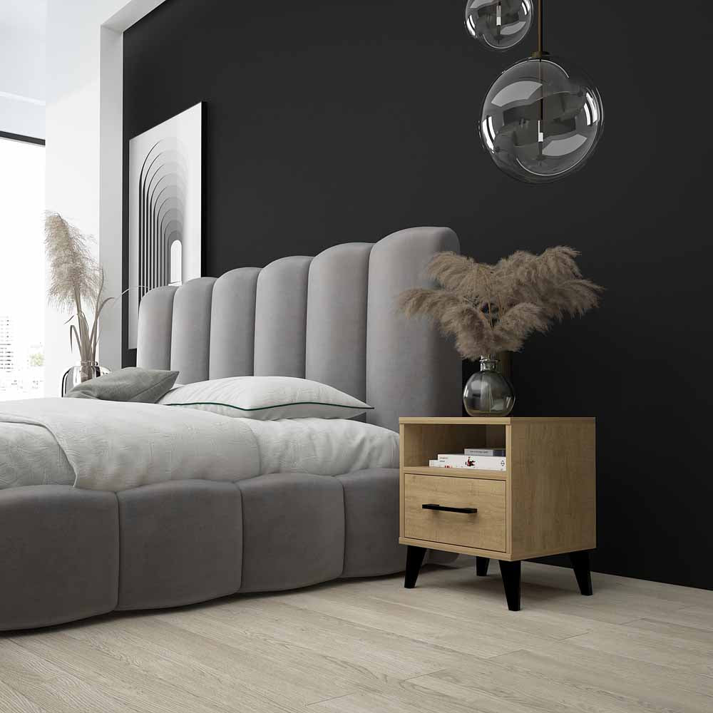 Eleganter Nachttisch Galaxy: Modernes Design mit Integrierter LED-Beleuchtung und Stauraum
