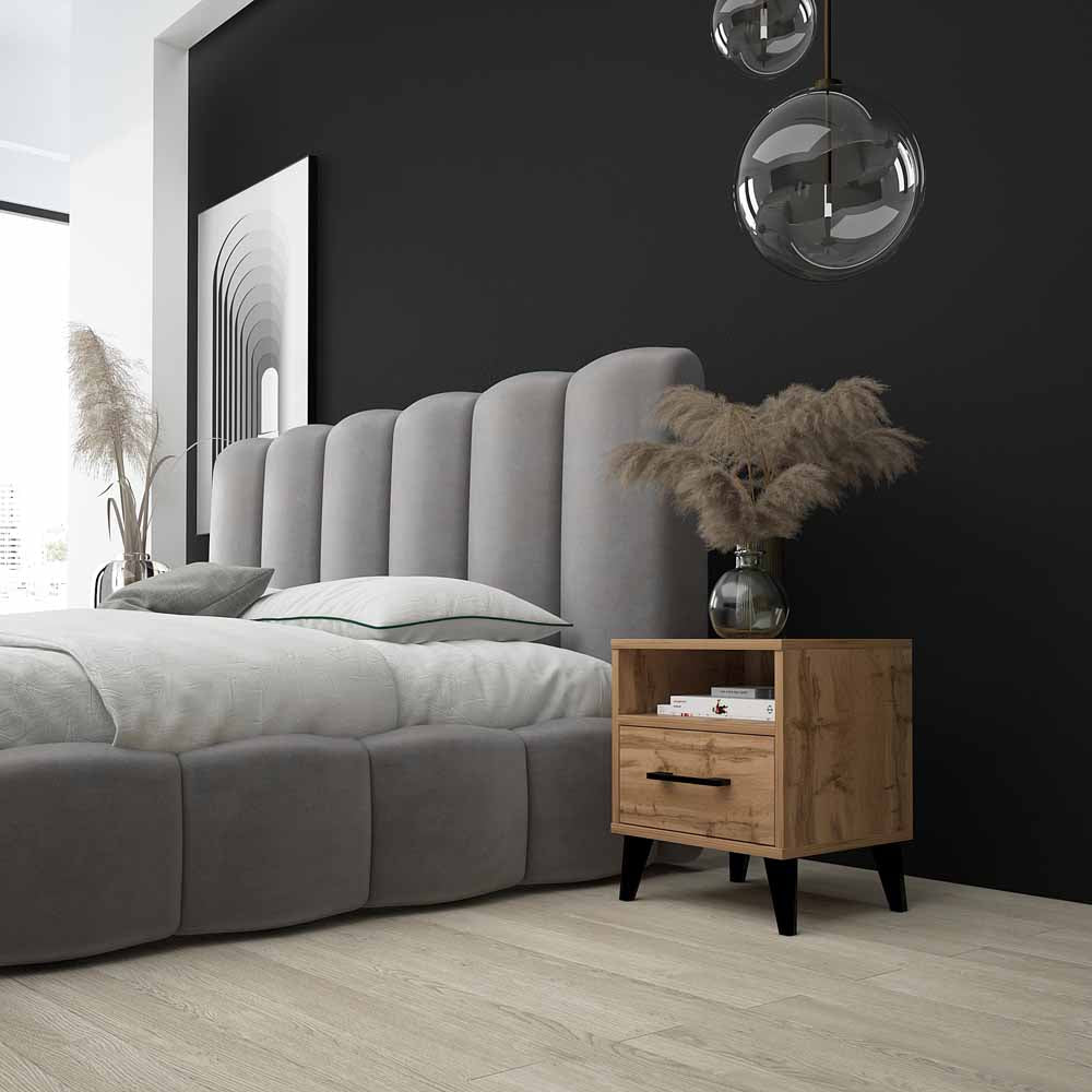 Eleganter Nachttisch Galaxy: Modernes Design mit Integrierter LED-Beleuchtung und Stauraum