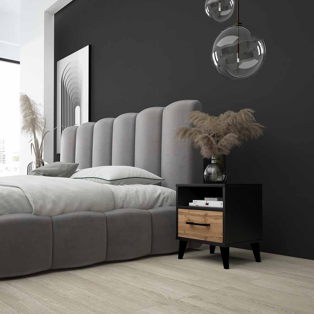 Eleganter Nachttisch Galaxy: Modernes Design mit Integrierter LED-Beleuchtung und Stauraum