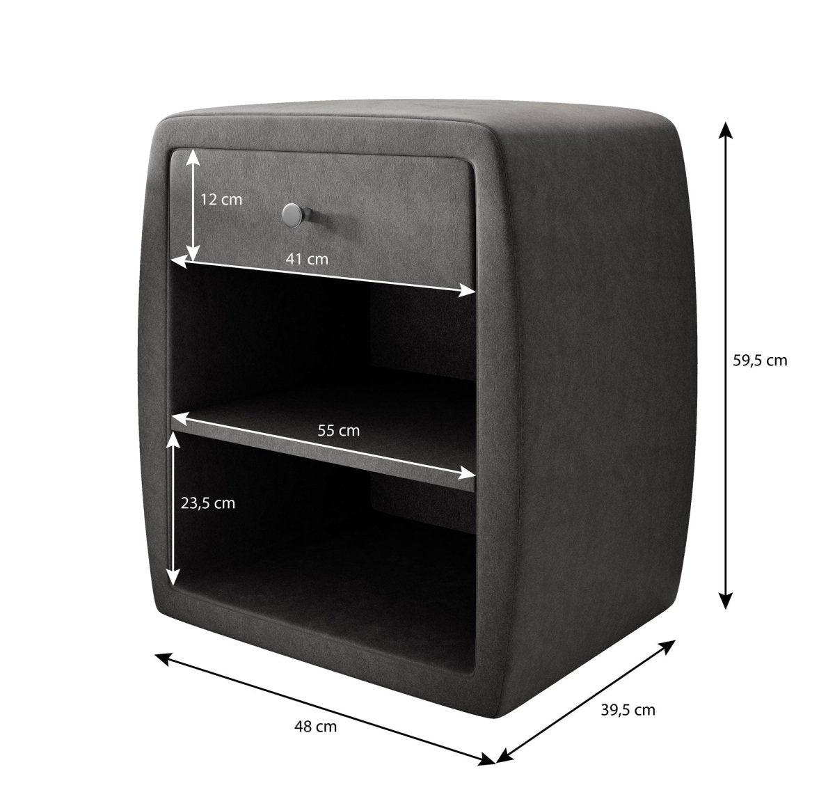 Eleganter Samt Designer Nachttisch Lilly mit USB-Ladefunktion – Stilvoll & Praktisch