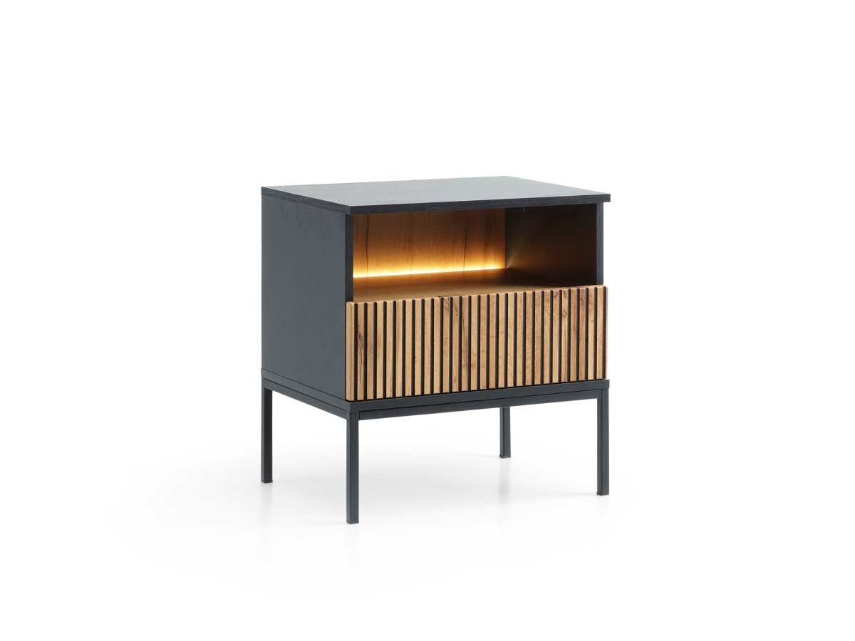 Eleganter Designer Nachttisch Nayra mit integrierter LED-Beleuchtung für Ihr Schlafzimmer