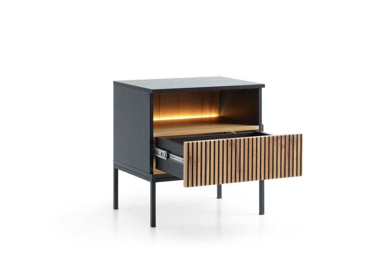 Eleganter Designer Nachttisch Nayra mit integrierter LED-Beleuchtung für Ihr Schlafzimmer