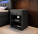 Lade das Bild in den Galerie-Viewer, Eleganter Designer Nachttisch Nira aus Stoff für modernes Schlafzimmer
