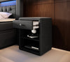 Eleganter Designer Nachttisch Nira aus Stoff für modernes Schlafzimmer