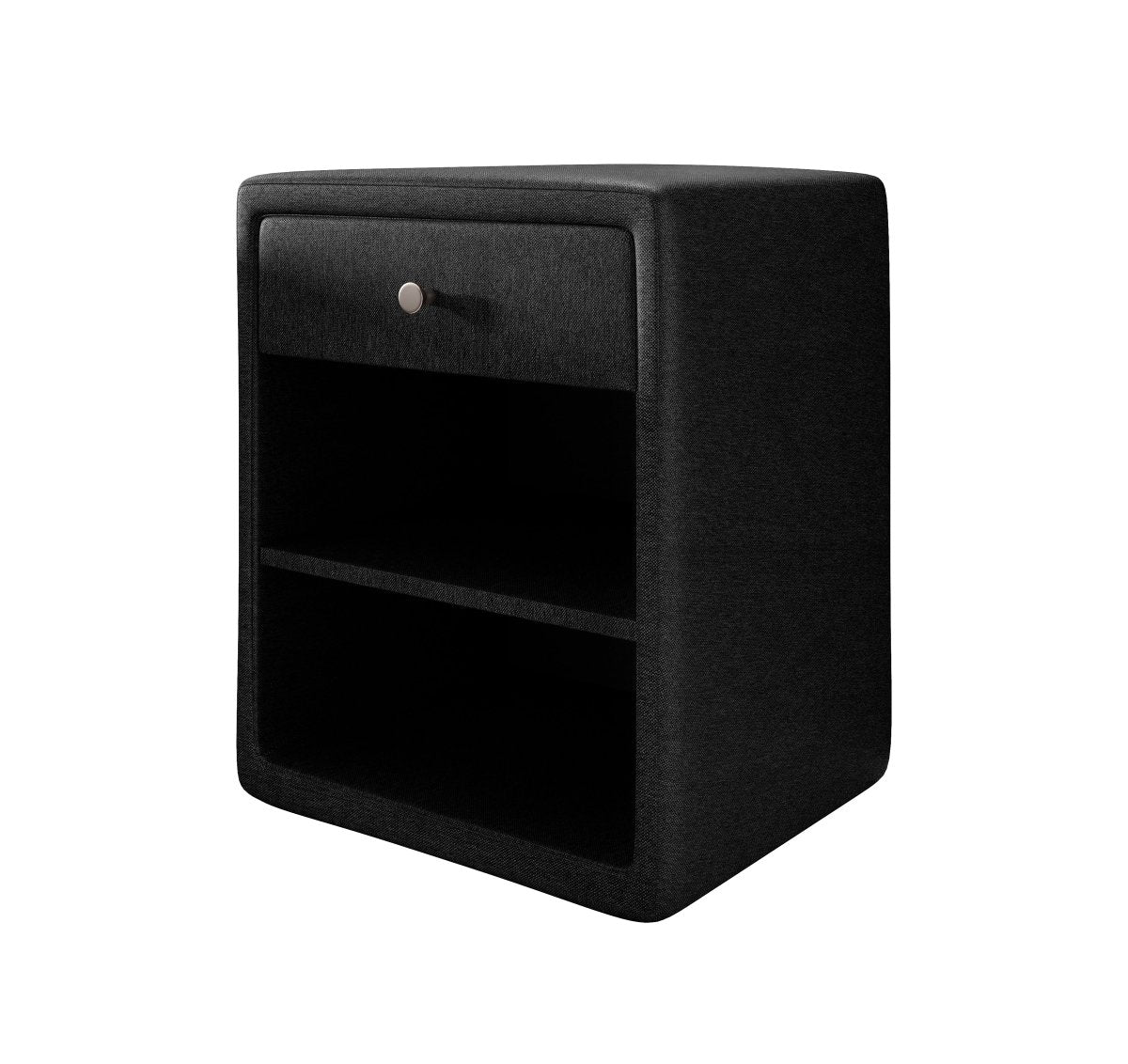 Eleganter Designer Nachttisch Nira aus Stoff für modernes Schlafzimmer