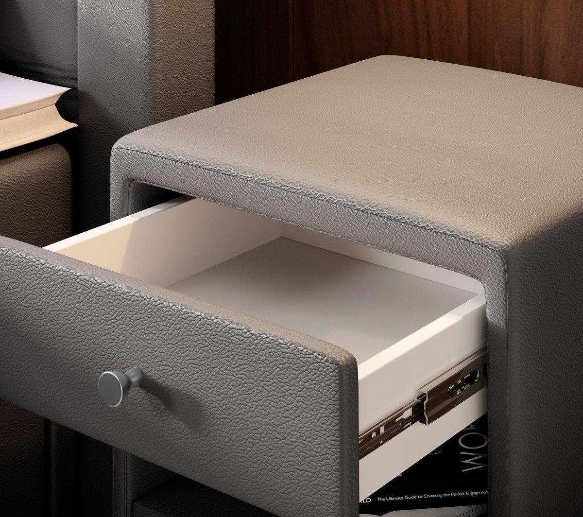 Eleganter Designer Nachttisch Sky aus Kunstleder – Modernes Schlafzimmer-Highlight mit Stauraum