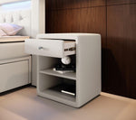 Lade das Bild in den Galerie-Viewer, Eleganter Designer Nachttisch Sky aus Kunstleder – Modernes Schlafzimmer-Highlight mit Stauraum
