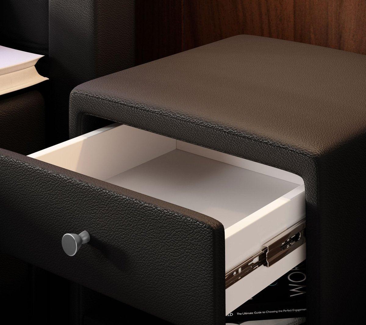Eleganter Designer Nachttisch Sky aus Kunstleder – Modernes Schlafzimmer-Highlight mit Stauraum